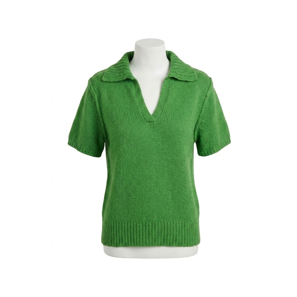 NEW FIFTEEN TWENTY evie knit polo top in green